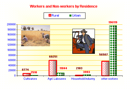 Workers and non-workers by residence chart